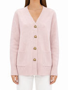 Lichtroze cardigan met hartvormige knopen - voorkant