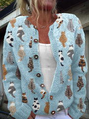 Charlotte™ | Gezellige Kattenprint Cardigan