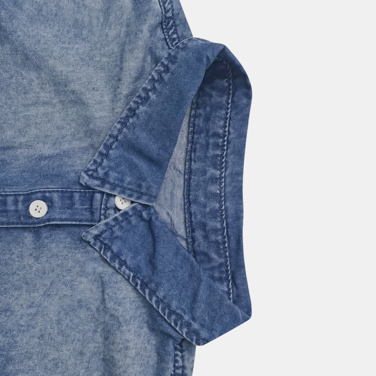 Dames Wijde Pijpen Knop Voor Gewassen Denim Jumpsuit