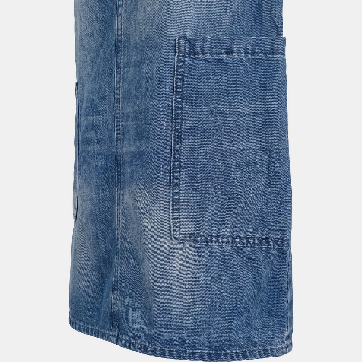Dames Wijde Pijpen Knop Voor Gewassen Denim Jumpsuit