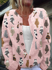 Charlotte™ | Gezellige Kattenprint Cardigan