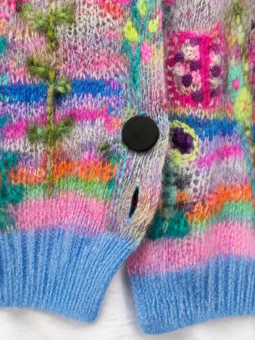 Geborduurde gebreide cardigan - detail