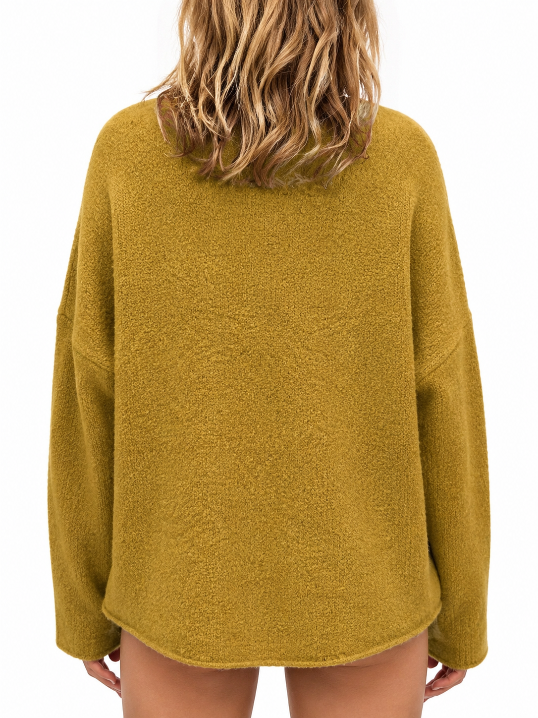 Mosterdgele gebreide cardigan - achterkant
