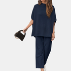 Dames Mock Neck Lounge Set Brede Pijpen Cropped Broek