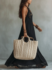 Bohemian Zwarte Mouwloze Maxi-jurk met Kantafwerking