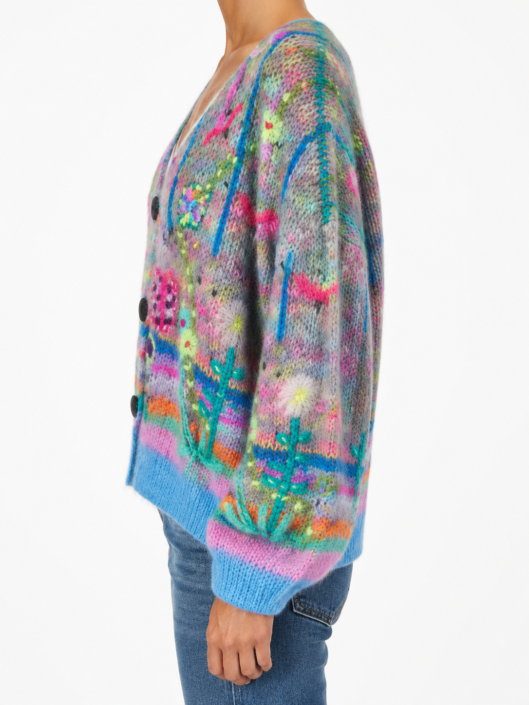Geborduurde gebreide cardigan - zijkant