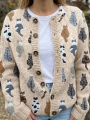 Charlotte™ | Gezellige Kattenprint Cardigan